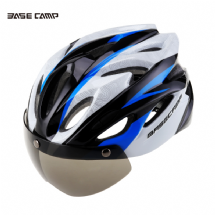 贝斯卡磁吸风镜炫彩骑行头盔眼镜一体成型男女山地车自行车安全帽 BC-012S